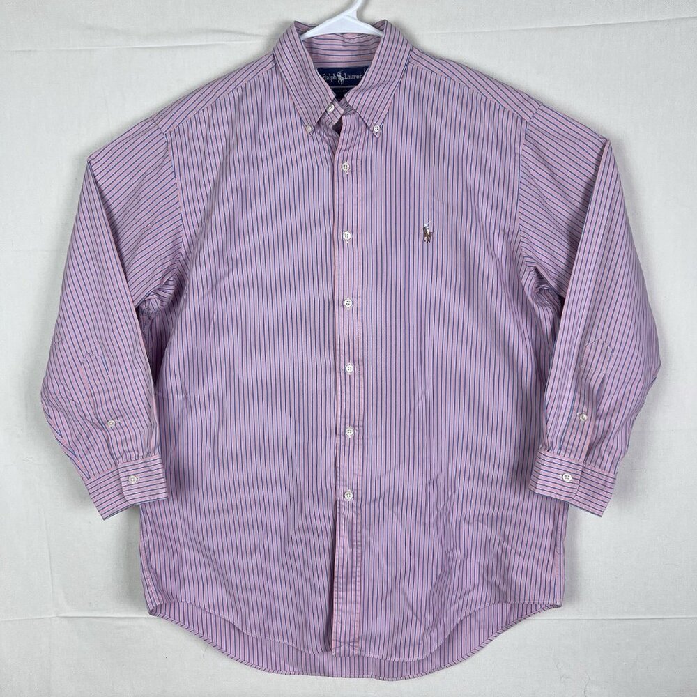POLO RALPH LAUREN - Yarmouth Blue & Pink Striped Oxford Dress Shirt 16-32